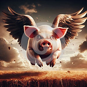 when pigs fly illustration concept