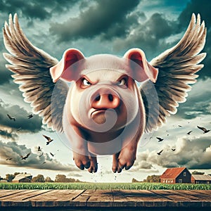 when pigs fly illustration concept