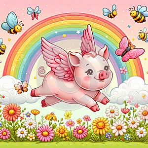 when pigs fly illustration concept