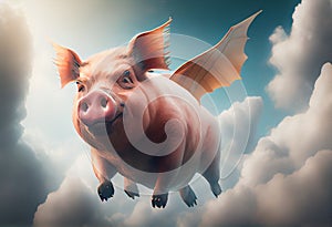 Pigs fly in the sky. Generate Ai
