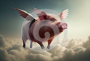 Pigs fly in the sky. Generate Ai