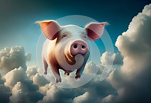 Pigs fly in the sky. Generate Ai