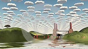 Pigs move like lemmings toward factory photo