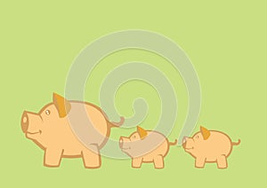 Pigs and Piglets Vector Illustration