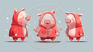 Pigs in a red coat. AI Generated