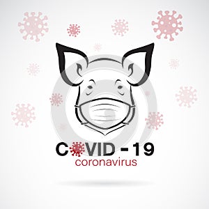 Pigs wearing a mask to protect against the covid-19 virus., Breathing mask on pig face flat vector icon for apps and websites.