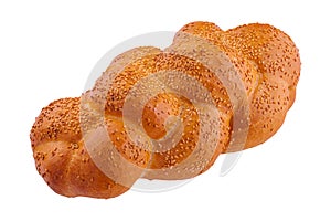 pigtail on white bread isolated on white