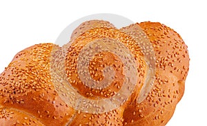 pigtail on white bread isolated on white