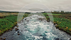 Pigvellir, view of the landscape icelandic where the two tectonic plates join, Pigvellir, Iceland