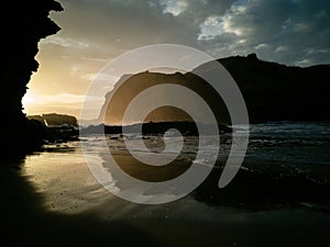 Piha Gap in late evening light