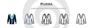 Pijama icon in filled, thin line, outline and stroke style. Vector illustration of two colored and black pijama vector icons photo