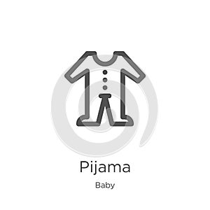 pijama icon vector from baby collection. Thin line pijama outline icon vector illustration. Outline, thin line pijama icon for photo