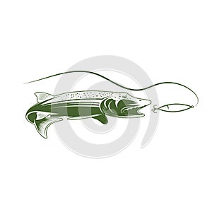 Pike and lure vector design template