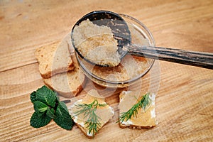 Pike roe on the table