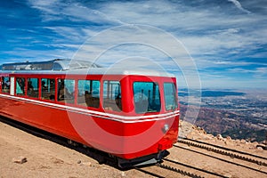 Pikes Peak Cog Train from top of Pike Peak, Colorado Springs, CO