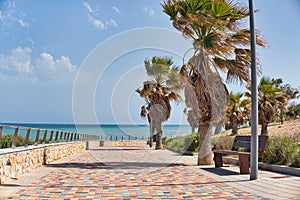 Pilar de la Horadada empty promenade. Costa Blanca, Spain