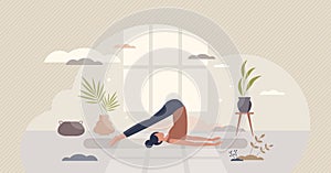 Pilates activity for muscle stretching and flexibility tiny person concept