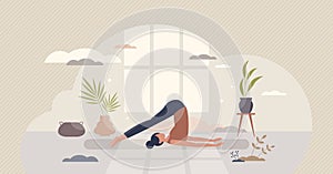 Pilates activity for muscle stretching and flexibility tiny person concept photo