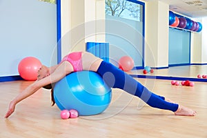 Pilates woman fitball swiss ball exercise workout