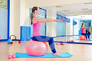 Pilates woman fitball swiss ball exercise workout photo