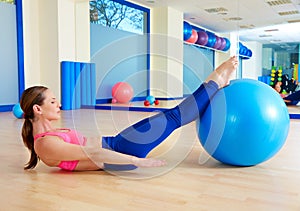 Pilates woman hundred fitball exercise workout
