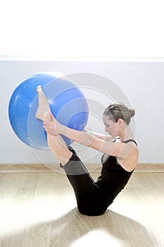 Pilates woman stability ball gym fitness yoga photo