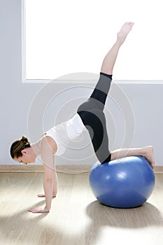 Pilates woman stability ball gym fitness yoga