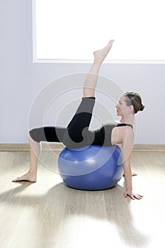 Pilates woman stability ball gym fitness yoga