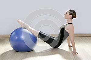 Pilates woman stability ball gym fitness yoga photo