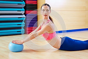 Pilates woman stability ball swan exercise workout