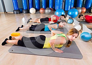 Pilates Yoga training exercise in fitness gym