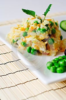 Pilau with vegetables.