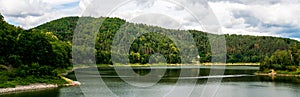 Pilchowickie Lake among the forested mountains