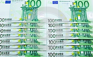 Pile of 100 EUR banknotes