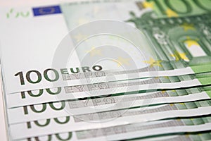 Pile of 100 euro banknotes