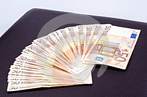 Pile of 50 Euro banknotes