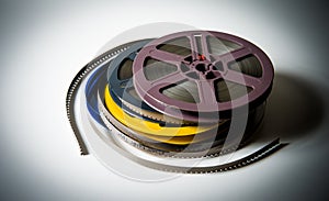 Pile of 8mm super8 movie reels with color effect