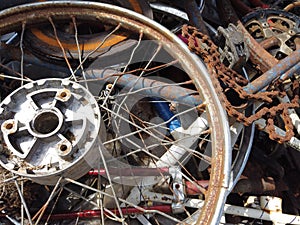 Pile of abanoned bicycle parts