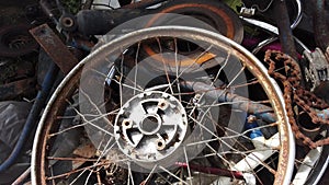 Pile of abanoned bicycle parts