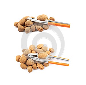 Pile of almond nuts isolated