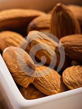 Pile of almonds close-up