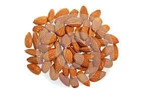 Pile of almonds isolated