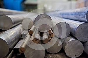 Pile of aluminium rods.