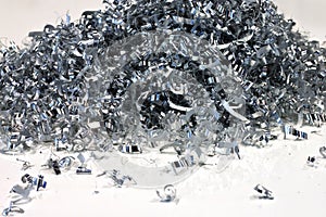 Pile of aluminium shavings photo