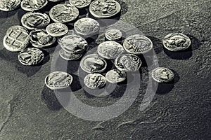 Pile of Ancient Silver Coins