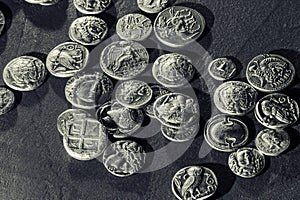 Pile of Ancient Silver Coins