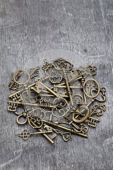 Pile of antique golden keys