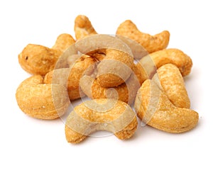 A pile of appetizing roasted and salted cashews