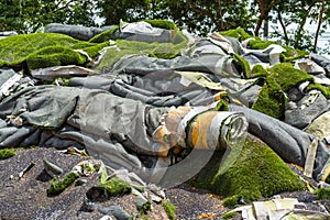 Pile of Artificial grass ,Rolls of synthetic turf removed were awaiting disposal or Recycled