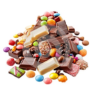 A Pile of Assorted Chocolate Bars and Candies